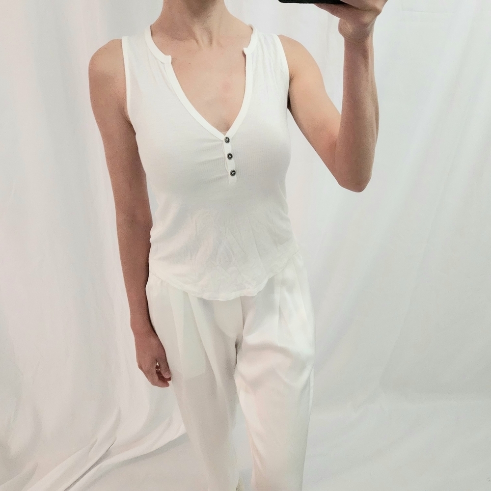 Project Social T White Sleeveless Jumpsuit